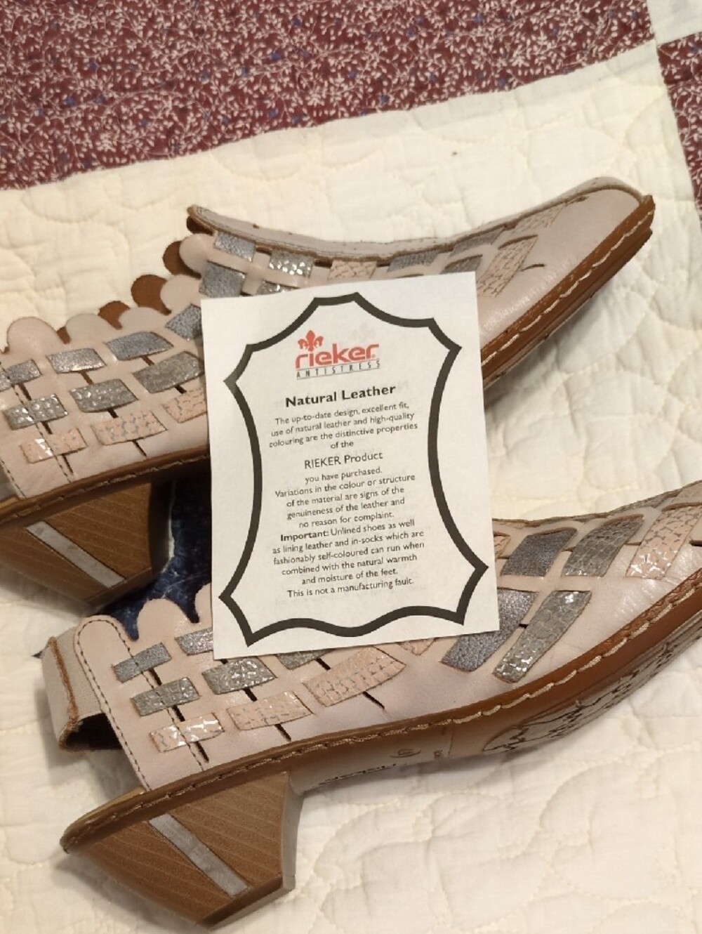 Rieker Women's Blush and Taupe Woven Slingback Clogs - Picture 6 of 8